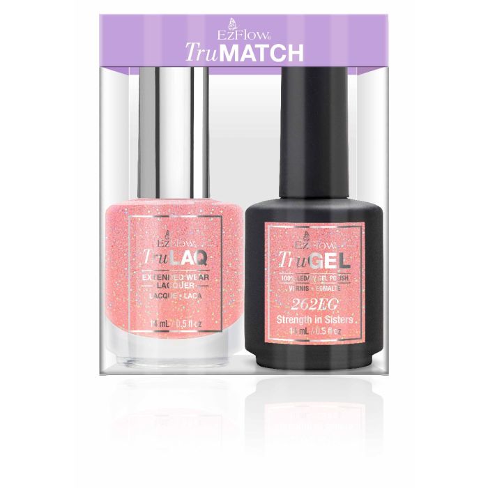 EzFlow TruMatch Color Duos Strength In Sisters pack including 1 Extended Wear Lacquer & 100% LED/UV Gel Polish